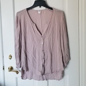 Linen-Blend Button-Front Blouse
